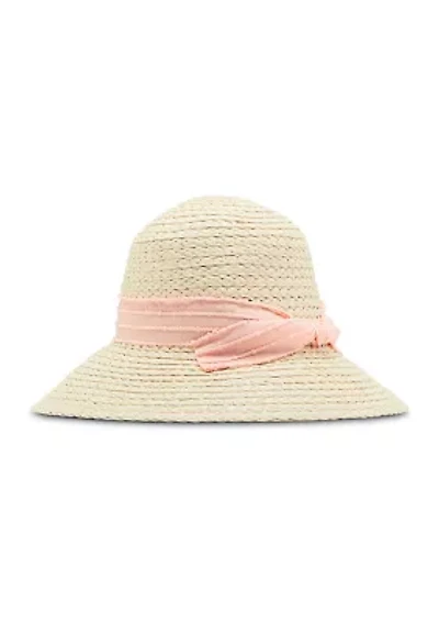 Slub Bow Straw Cloche Hat