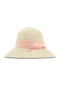 Slub Bow Straw Cloche Hat