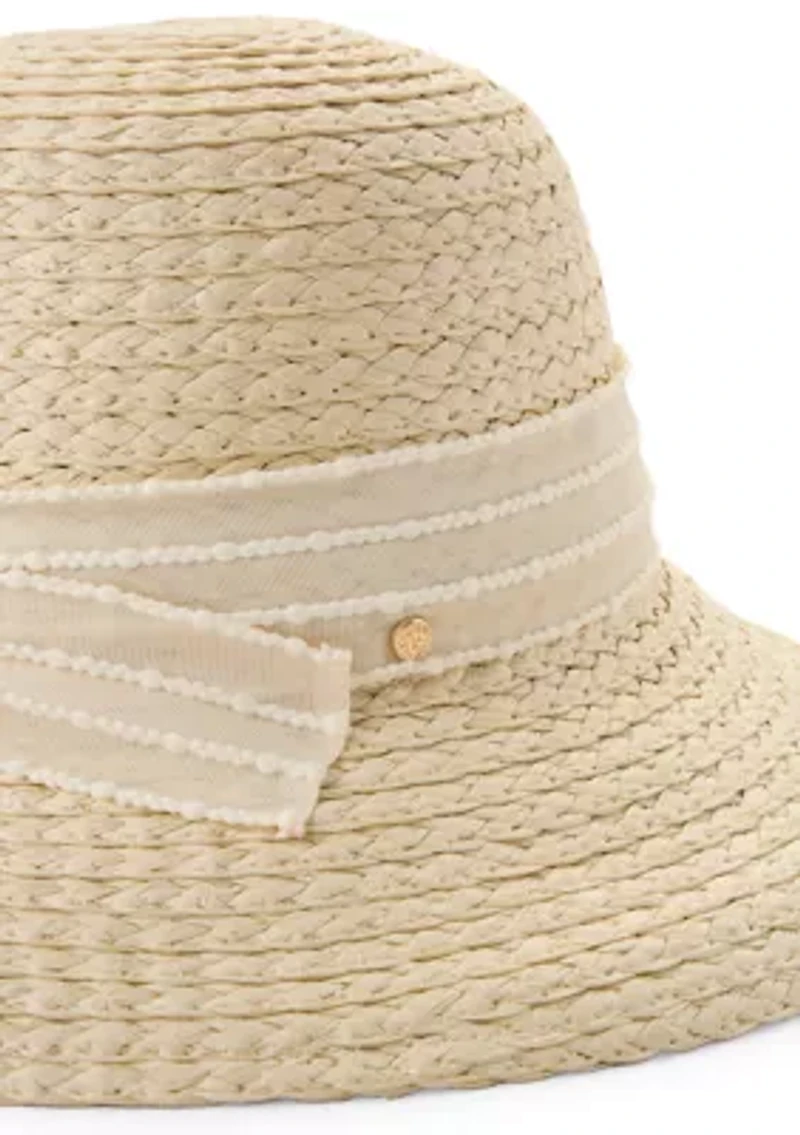 Slub Bow Straw Cloche Hat