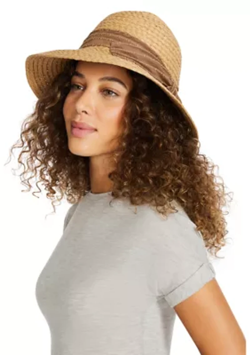 Slub Bow Straw Cloche Hat