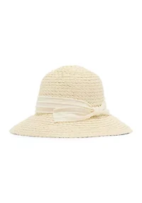 Slub Bow Straw Cloche Hat
