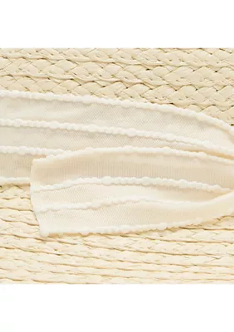 Slub Bow Straw Cloche Hat