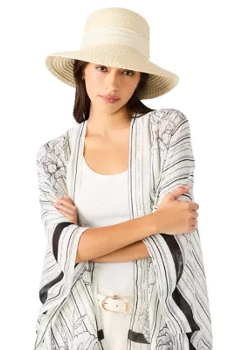 Slub Bow Straw Cloche Hat