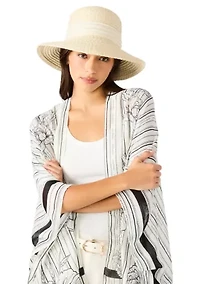 Slub Bow Straw Cloche Hat