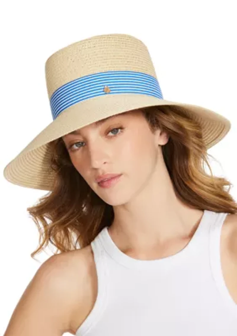 Preppy Stripe Band Straw Hat