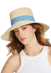 Preppy Stripe Band Straw Hat