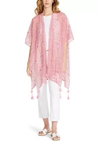 Trailing Floral Embroidery Ruana