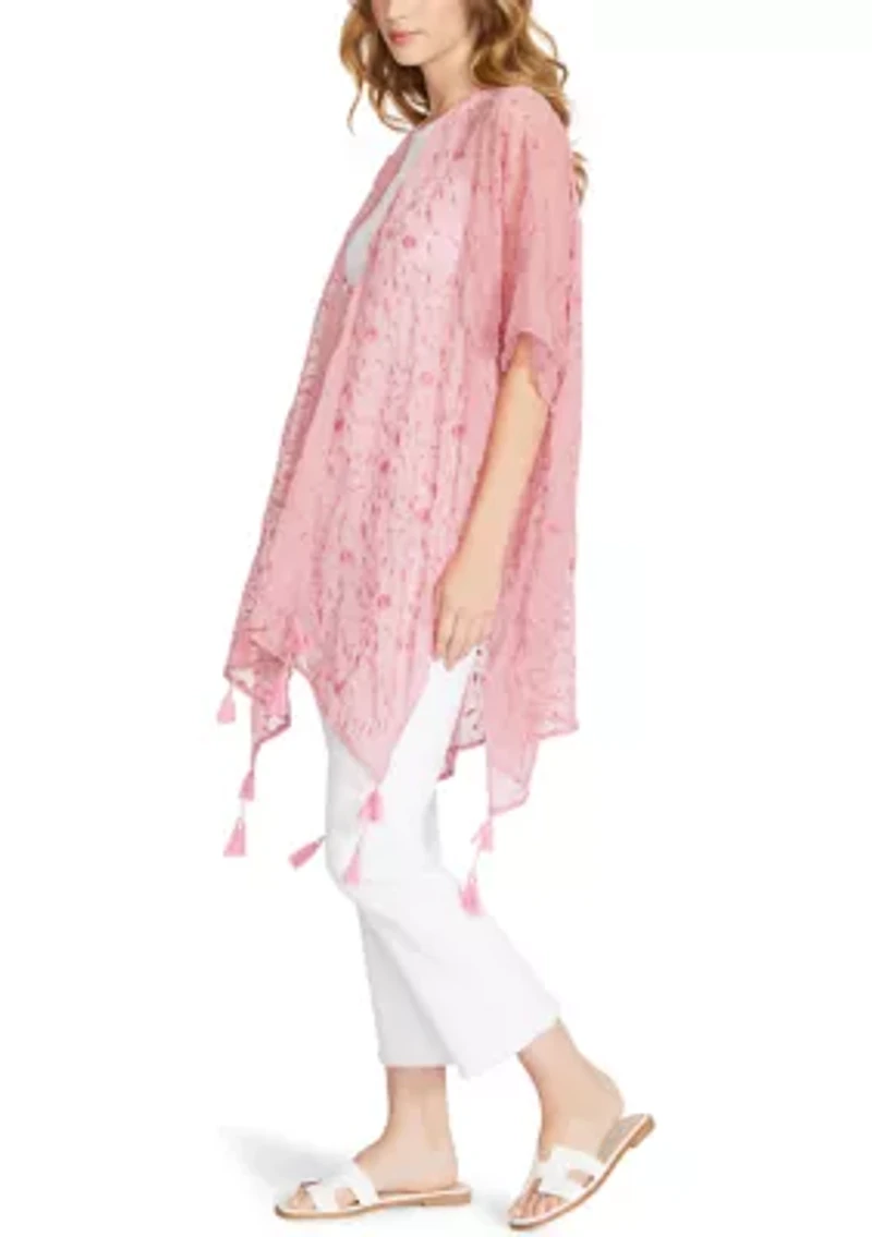Trailing Floral Embroidery Ruana