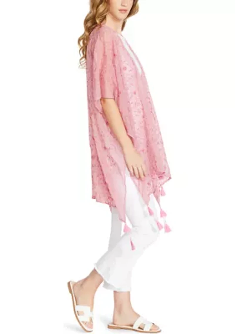 Trailing Floral Embroidery Ruana