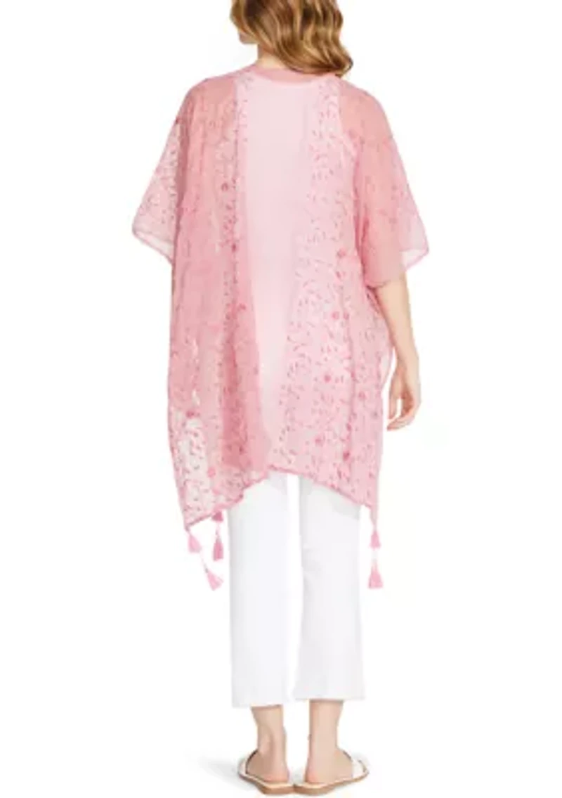 Trailing Floral Embroidery Ruana