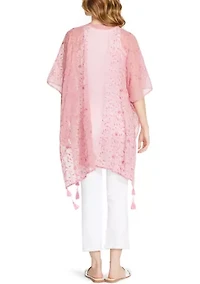 Trailing Floral Embroidery Ruana