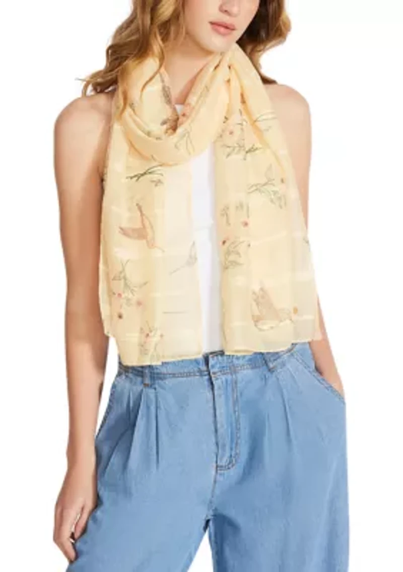 Hummingbird Bloom Oblong Scarf