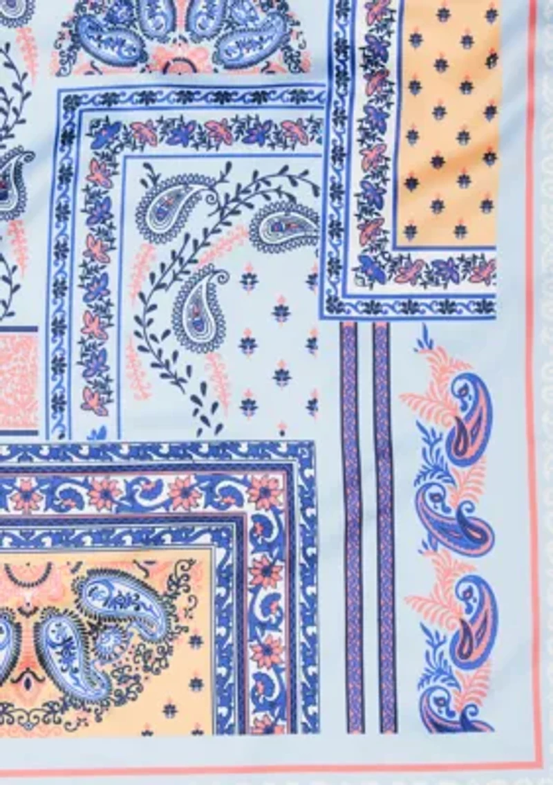 Patchwork Printed Satin Square Scarf