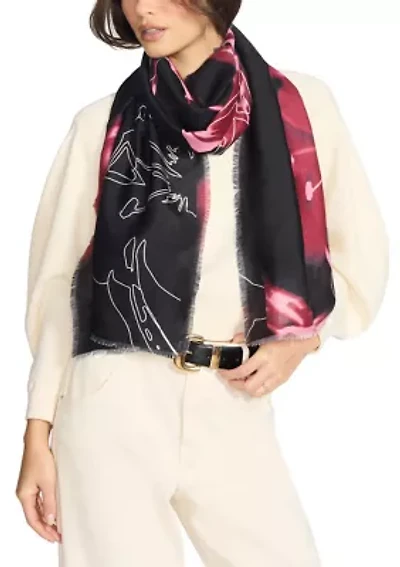 Digital Floral Printed Oblong Scarf