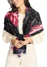 Digital Floral Printed Oblong Scarf