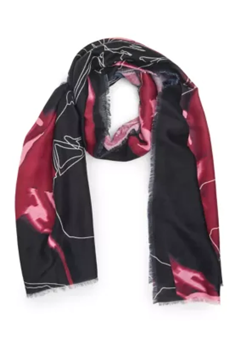 Digital Floral Printed Oblong Scarf