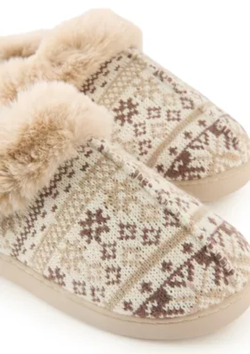 Fair Isle Knit Clog Slippers