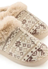 Fair Isle Knit Clog Slippers