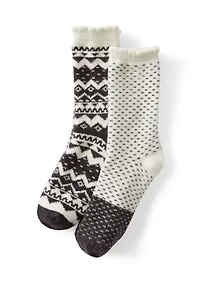 Two-Tone Boot Crew Socks with Scallop - 2-Pack