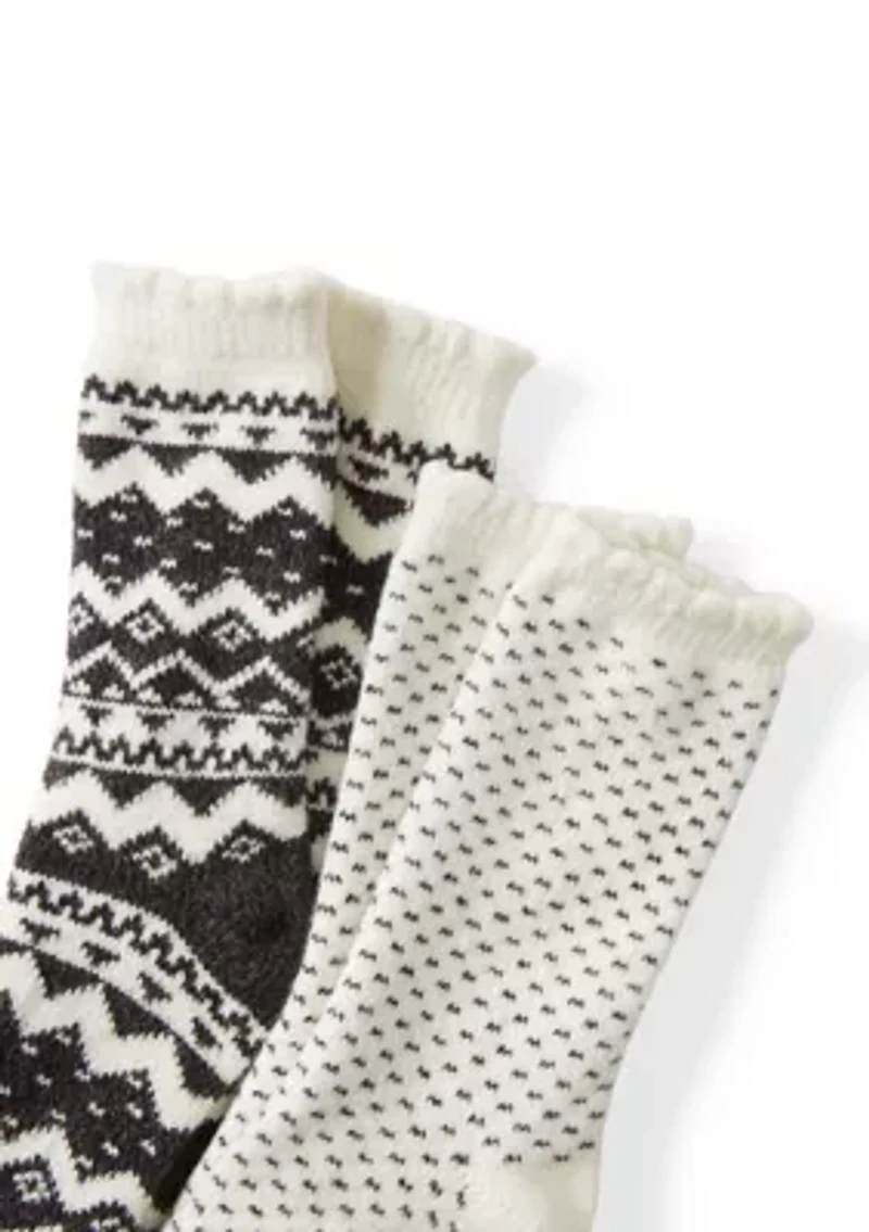 Two-Tone Boot Crew Socks with Scallop - 2-Pack