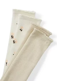 Piqué Floral Slouch Crew Socks - 2 Pack
