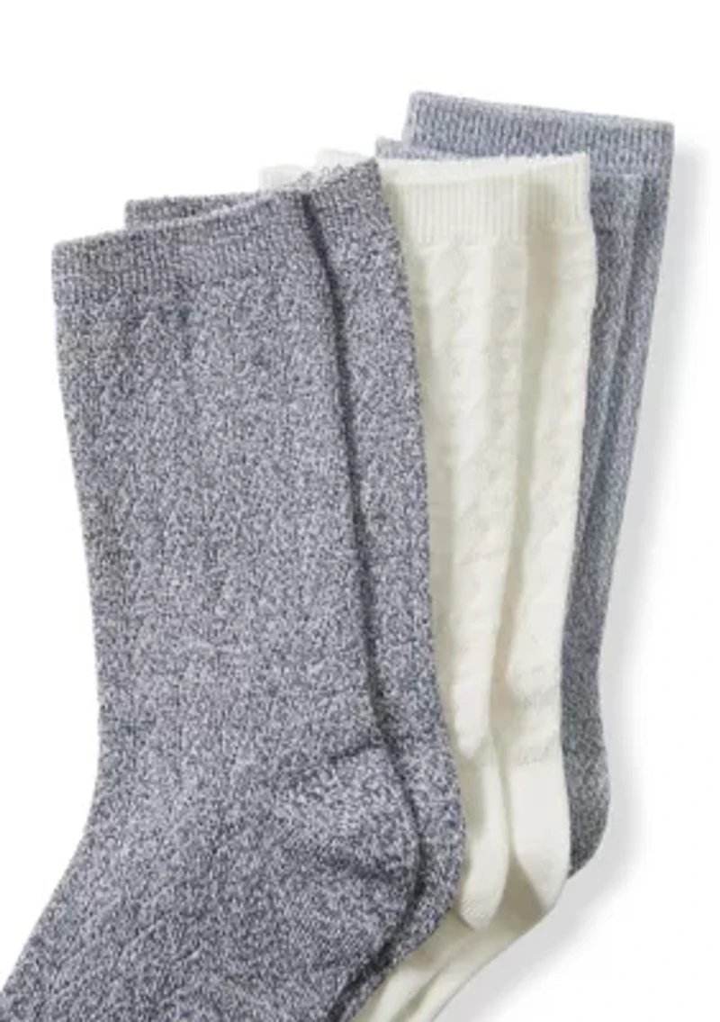 Women's Midweight Texture Crew Socks Set