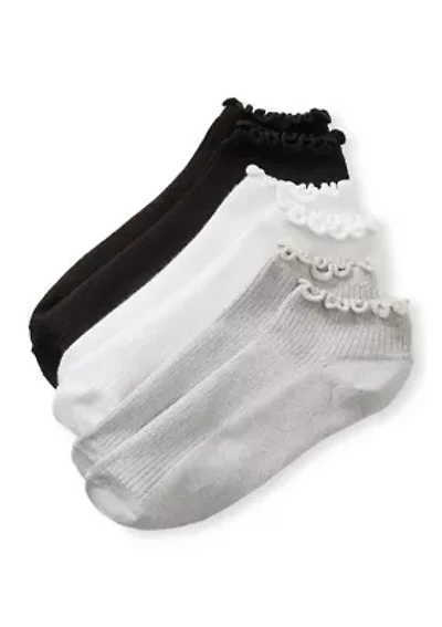 Fine Rib Lettuce Lowcut Socks - 3 Pack