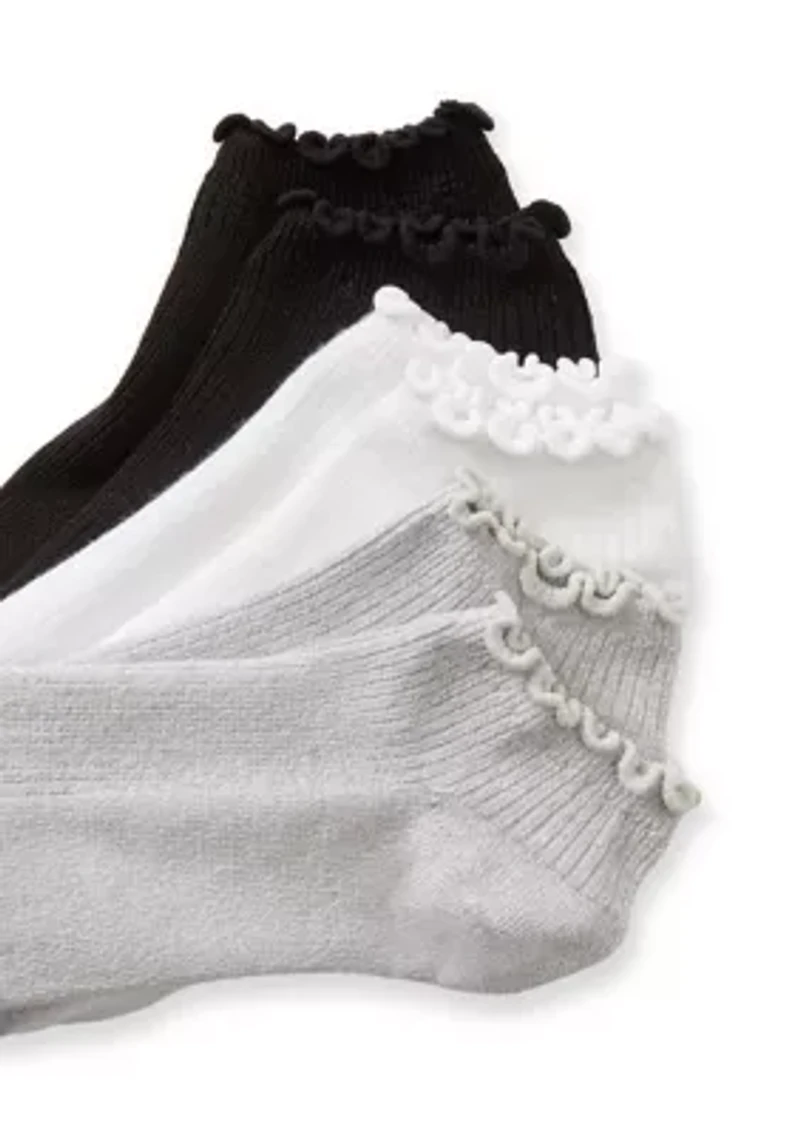 Fine Rib Lettuce Lowcut Socks - 3 Pack