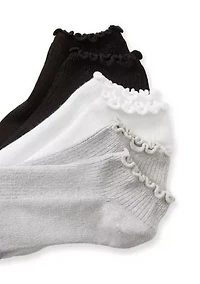 Fine Rib Lettuce Lowcut Socks - 3 Pack