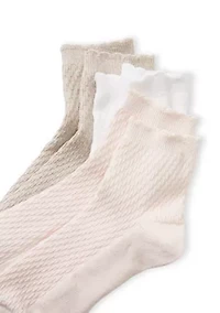 Diagonal Rib Texture Anklet Socks - 3 Pack