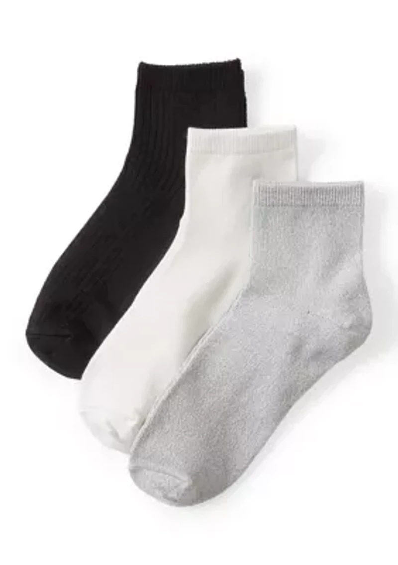 Midweight Texture Anklet Socks - 3-Pack
