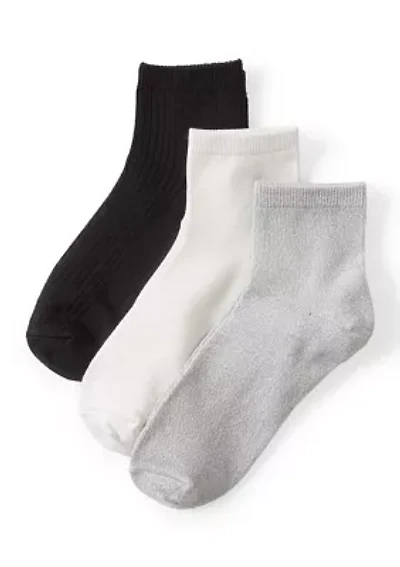 Midweight Texture Anklet Socks - 3-Pack