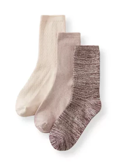 Women's Midweight Texture Crew Socks Set
