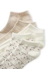 Birdseye Heart Low Cut Socks - 3 Pack