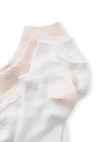 Diagonal Rib Texture Lowcut Socks - 3 Pack