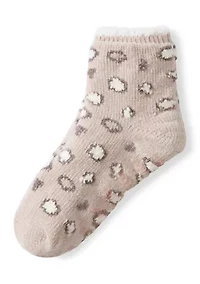 Chenille Cozy Lined Leopard Demi Crew Socks