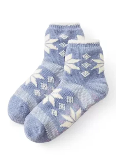 Women's Chenille Cozy Lined Snowflake Demi Crew Socks