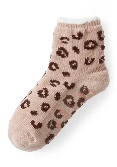 Chenille Cozy Lined Snowflake Demi Crew Socks 