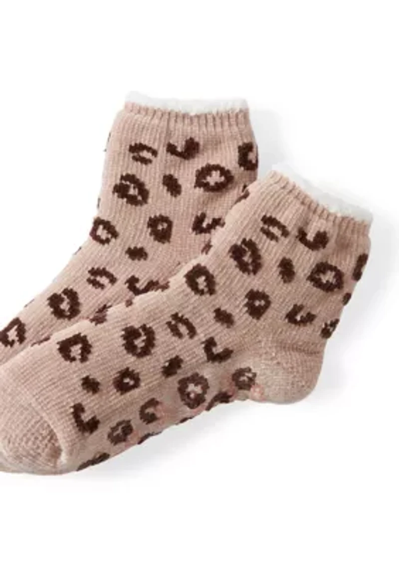 Chenille Cozy Lined Snowflake Demi Crew Socks 