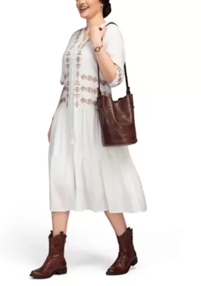 Juniper Small Handwoven Leather Barrel Crossbody