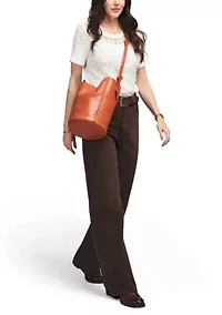 Juniper Small Handwoven Leather Barrel Crossbody