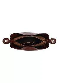 Juniper Small Handwoven Leather Barrel Crossbody