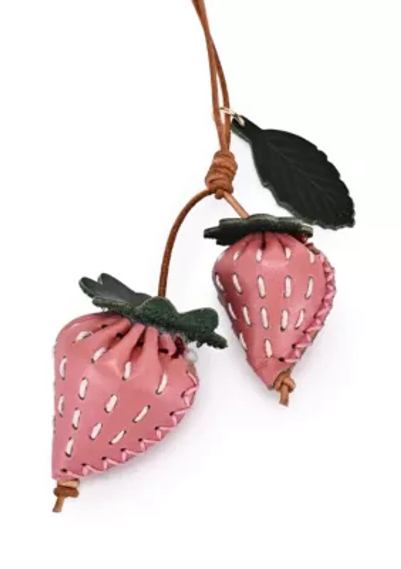 Strawberry Mini Handcrafted Leather Botanical Fruit Charm