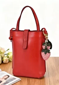 Strawberry Mini Handcrafted Leather Botanical Fruit Keychain