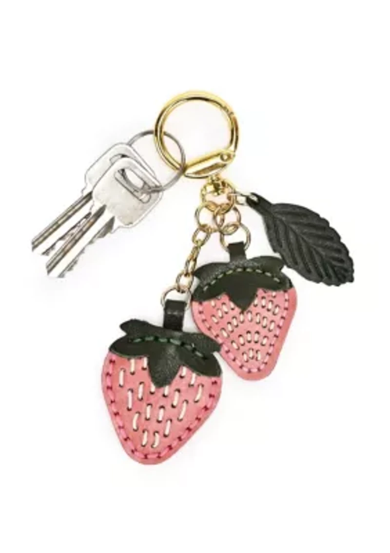 Strawberry Mini Handcrafted Leather Botanical Fruit Keychain