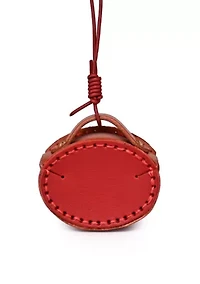 Oval Mini Handcrafted Two Tone Leather Charm