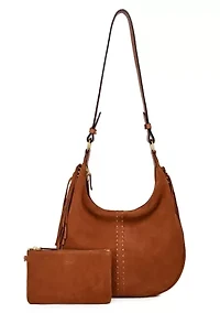 Hydrangea Oversized Suede Shoulder Bag
