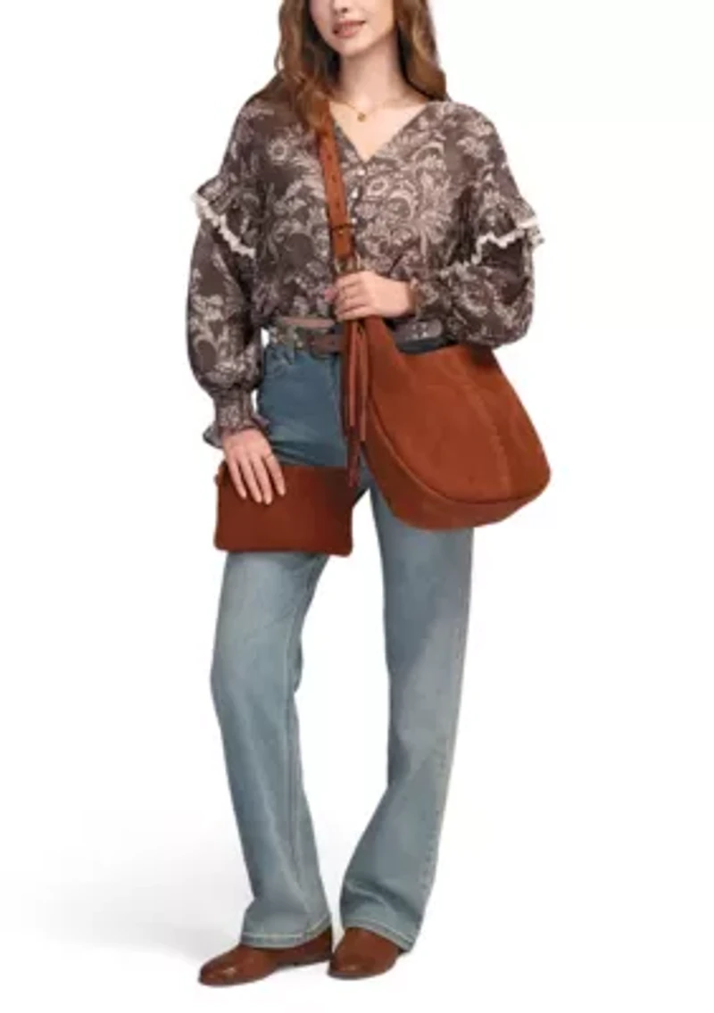 Hydrangea Oversized Suede Shoulder Bag