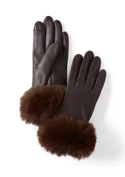 Fur Trimmed Leather Gloves