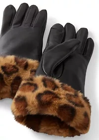 Fur Trimmed Leather Gloves
